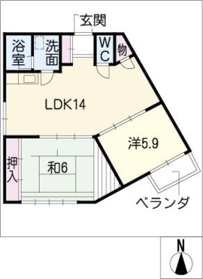 メゾン赤坂(2LDK/3階)の間取り写真