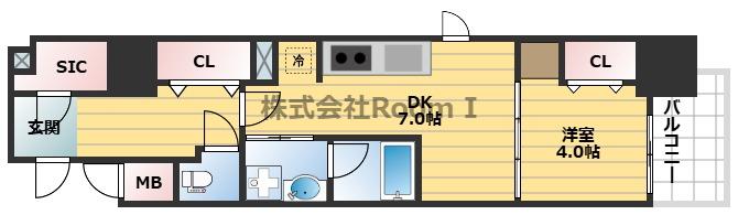 セイワパレス本町東(1DK/2階)の間取り写真