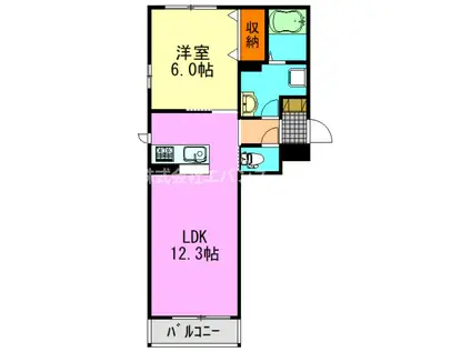 グレンディールC(1LDK/3階)の間取り写真