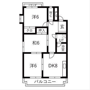 メモアール中花(3DK/2階)の間取り写真