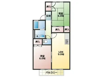 パークサイドハヤシ(2LDK/1階)の間取り写真