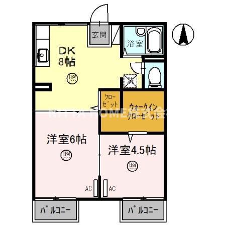 ハイツミニョン(2DK/1階)の間取り写真