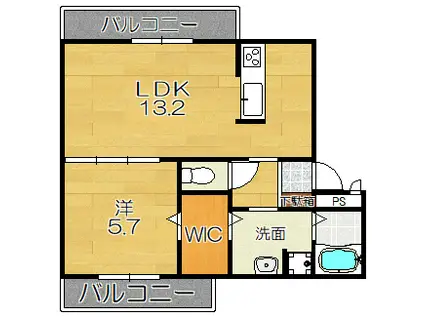 エターナル(1LDK/3階)の間取り写真
