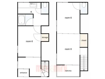 吾妻通5丁目アパート(3K/1階)の間取り写真