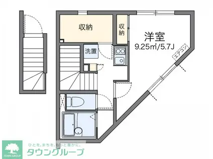 レオネクストベネフィット双葉(1K/2階)の間取り写真