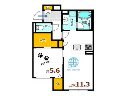 アヴェニール府中(1LDK/1階)の間取り写真