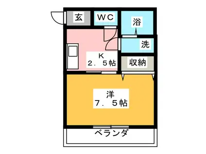 オリーブハイツ田町(1K/2階)の間取り写真