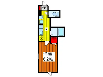 ティーグル川口(1K/4階)の間取り写真