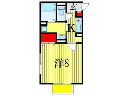 ヴェルドミールII(1K/1階)の間取り写真