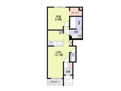 ALBA BEL(1LDK/1階)の間取り写真