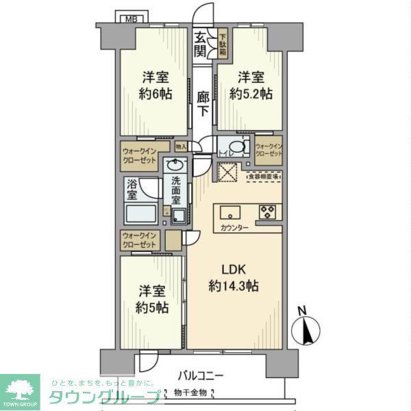 サンクレイドル岩槻ステーションウィズ(3LDK/4階)の間取り写真