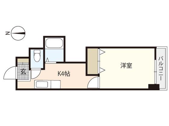 横田第2ビル(1K/4階)の間取り写真