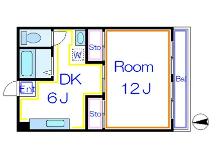 グランディーヌ(1DK/2階)の間取り写真