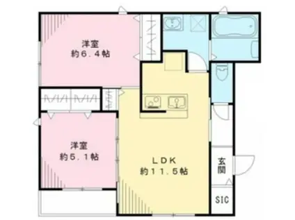 ウェリナ(2LDK/1階)の間取り写真