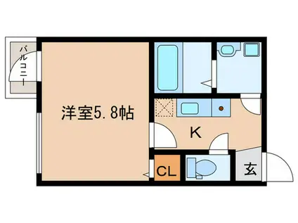 GARNET RESIDENCE MIYA(1K/2階)の間取り写真