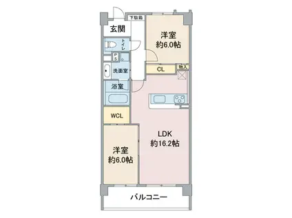 ラフェリオ亀の井(2LDK/4階)の間取り写真