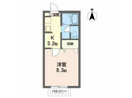 フローラル南光台(1K/2階)の間取り写真