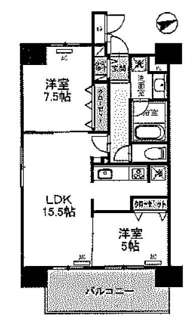 パンドノール住吉大社(2LDK/5階)の間取り写真