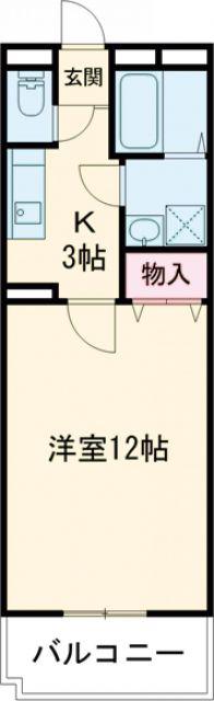もと・サン稲場II(1K/1階)の間取り写真