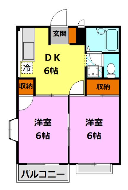 アサヒコーポC(2DK/2階)の間取り写真