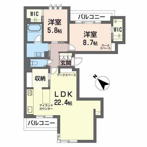 ヒュッゲ桜花(2LDK/2階)の間取り写真