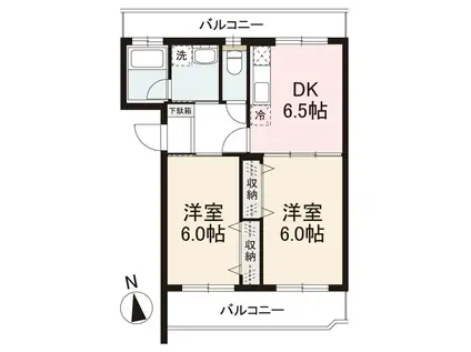 プリンセス三木(2DK/1階)の間取り写真