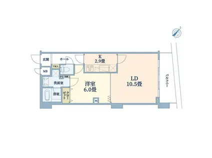 ロワール横濱レムナンツ(1LDK/5階)の間取り写真