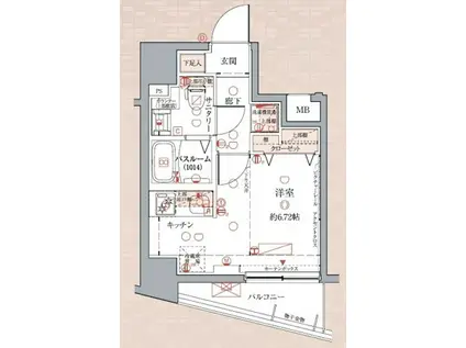 クレヴィスタ武蔵小山(ワンルーム/5階)の間取り写真