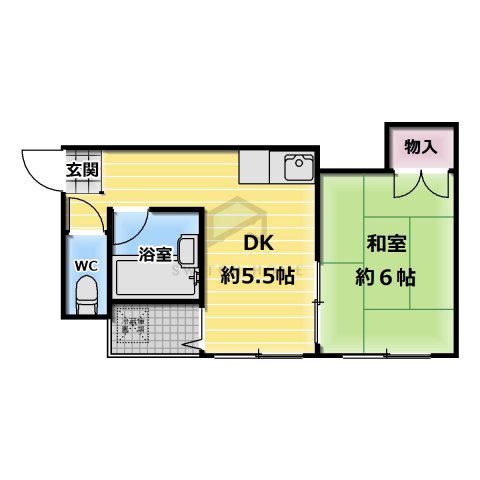 サンシャトー俊徳(1DK/3階)の間取り写真