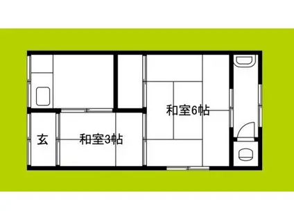 中谷文化 2F奥(2DK/2階)の間取り写真