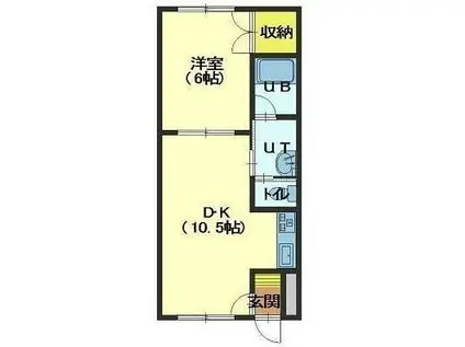 ピュアパレス港(1LDK/4階)の間取り写真