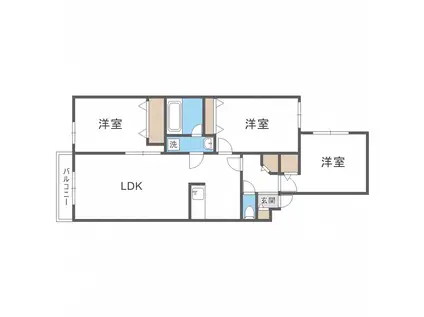 システムコート旭ヶ丘(3LDK/1階)の間取り写真