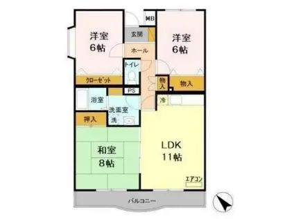 ルミエール南都(3LDK/1階)の間取り写真