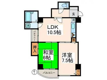 パークサイド冬木(2LDK/3階)の間取り写真