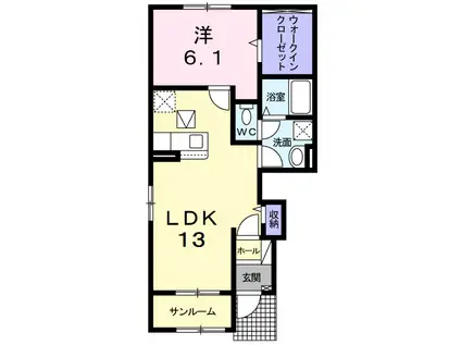 グランツ(1LDK/1階)の間取り写真