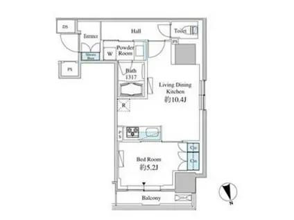 ベルファース芝浦タワー(1LDK/9階)の間取り写真