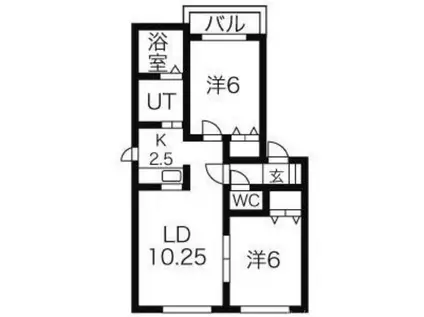 レジデンス琴似(2LDK/1階)の間取り写真