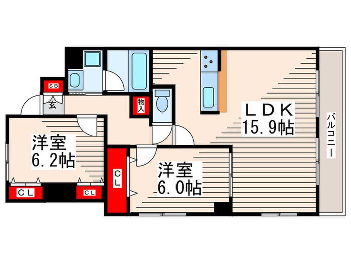 コトヒルズ(2LDK/6階)の間取り写真