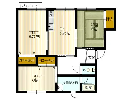 ルナハイツA(3DK/1階)の間取り写真
