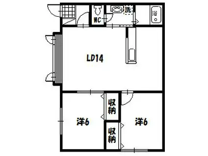 アルマースA棟(2LDK/2階)の間取り写真