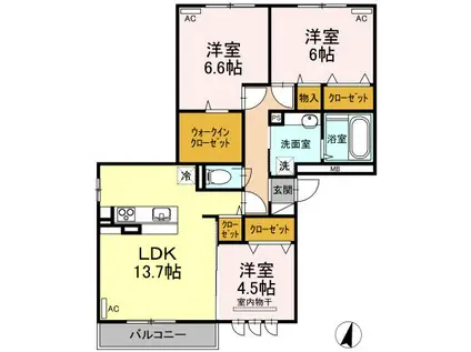 D-RESIDENCE明治町(3LDK/3階)の間取り写真