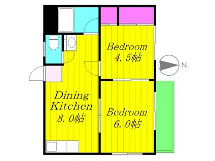 マロンハイツC棟(2DK/1階)の間取り写真