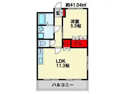 グランチェスタフォンティーヌ(1LDK/2階)の間取り写真