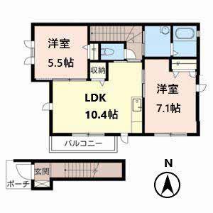 フォルム菖蒲台(2LDK/2階)の間取り写真