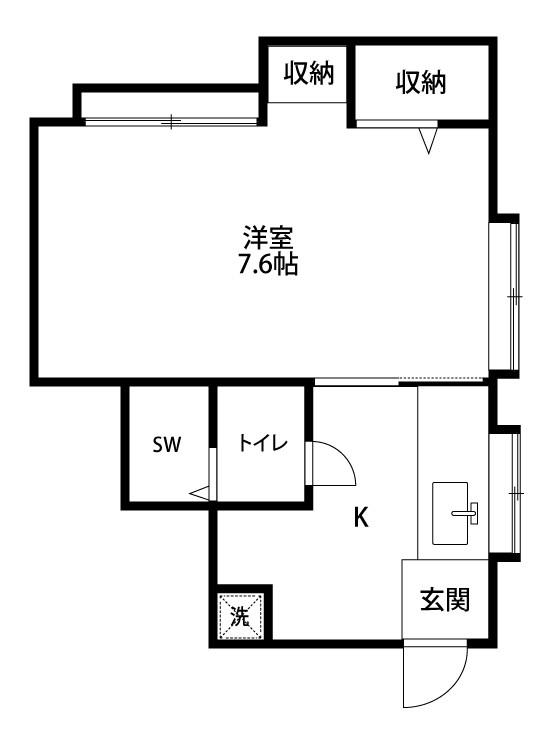 ケンハウスII(1K/1階)の間取り写真