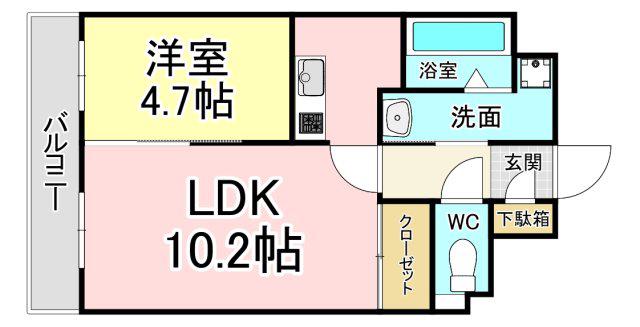 T-FLAT58(1LDK/5階)の間取り写真