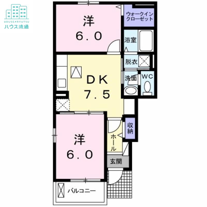 らんたん B(2LDK/1階)の間取り写真