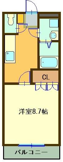 近鉄鈴鹿線 三日市駅 徒歩9分 2階建 築20年(1K/2階)の間取り写真