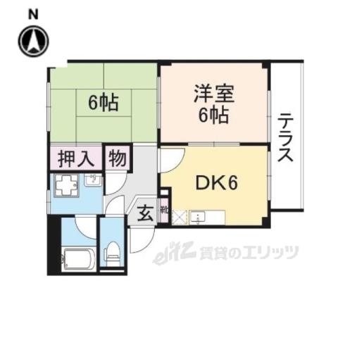 レジデンス宝積(2DK/2階)の間取り写真