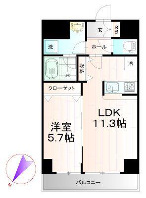 ドゥーエアルコバレーノ中央(1LDK/1階)の間取り写真